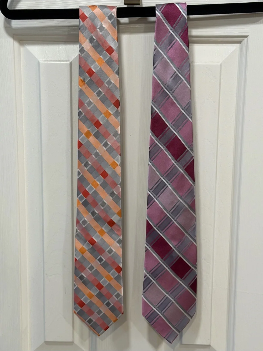 CK Calvin Klein Multi-Color Plaid Neck Tie - Pink and Orange Options
